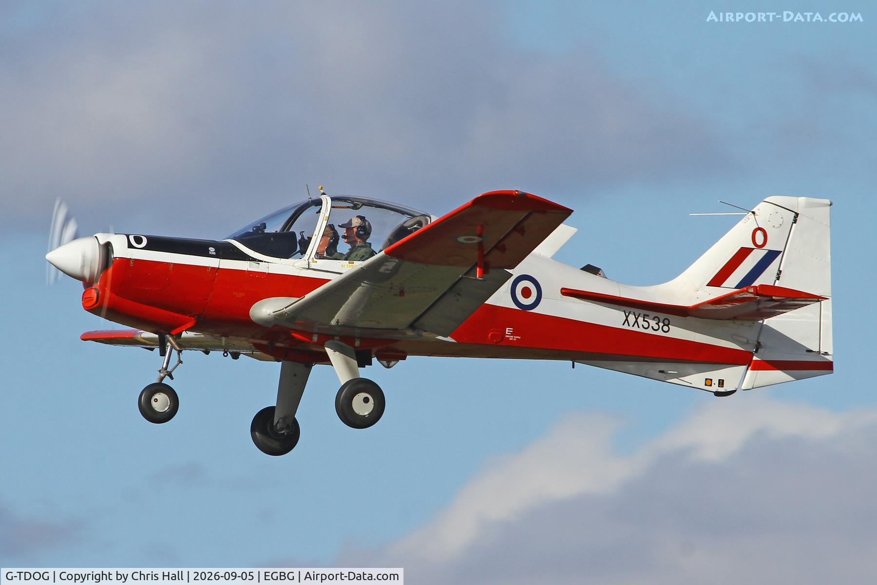 Aircraft G-TDOG, 1973 Scottish Aviation Bulldog T.1, c/n BH.120/230, LAA 80th Anniversary Rally, at EGBG, photo by Chris Hall