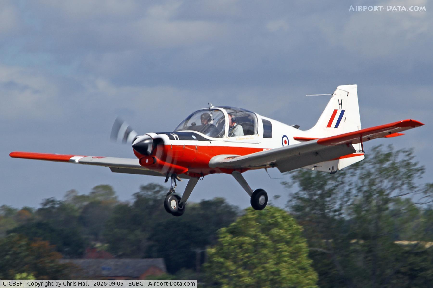 Aircraft G-CBEF, 1974 Scottish Aviation Bulldog T.1, c/n BH120/286, LAA 80th Anniversary Rally, at EGBG, photo by Chris Hall
