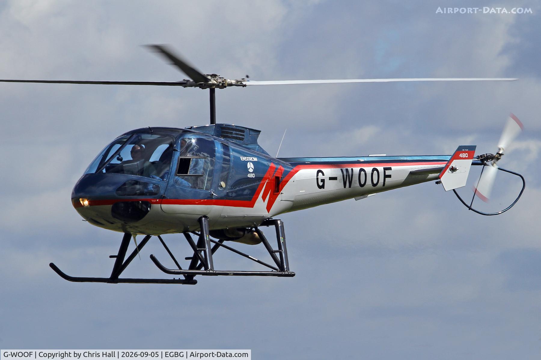 Aircraft G-WOOF, 1998 Enstrom 480, c/n 5027, LAA 80th Anniversary Rally, at EGBG, photo by Chris Hall
