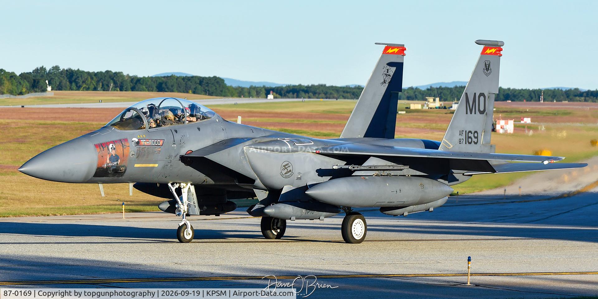 Aircraft 87-0169, 1987 McDonnell Douglas F-15E Strike Eagle, c/n 1034/E009, TBOLT21 heading home to Mountain Home AFB in ID, at KPSM, photo by topgunphotography