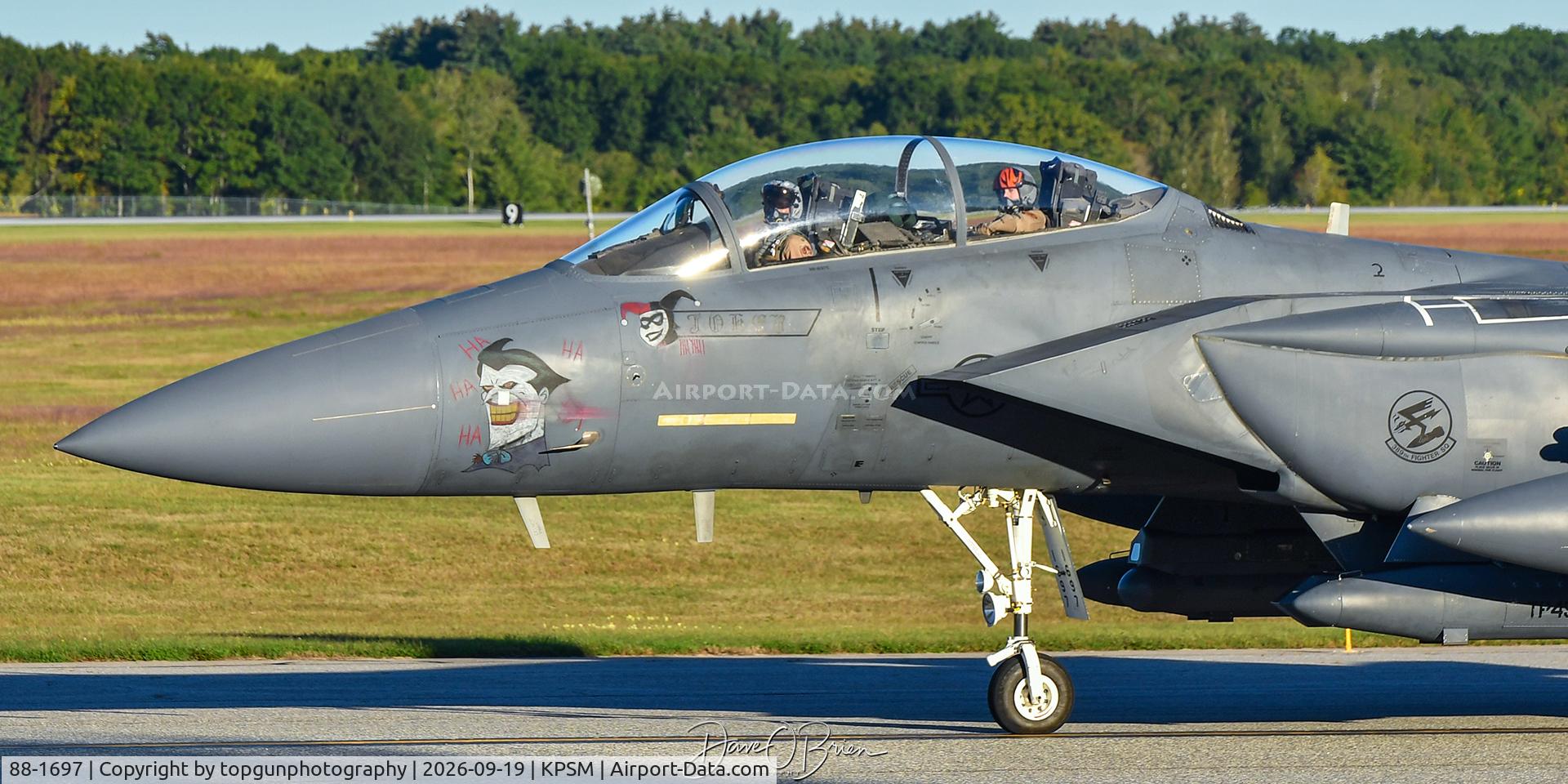 Aircraft 88-1697, 1988 McDonnell Douglas F-15E Strike Eagle, c/n 1106/E081, TBOLT22 wearing The Joker nose art, at KPSM, photo by topgunphotography