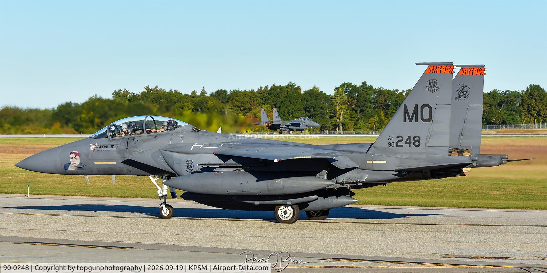 Aircraft 90-0248, 1990 McDonnell Douglas F-15E Strike Eagle, c/n 1183/E150, TBOLT26 with Dr Evil nose art, at KPSM, photo by topgunphotography