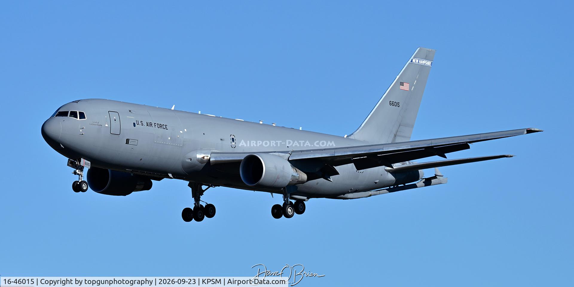 Aircraft 16-46015, 2019 Boeing KC-46A Pegasus, c/n 34134 l/n 1114, PACK33 on short approach, at KPSM, photo by topgunphotography