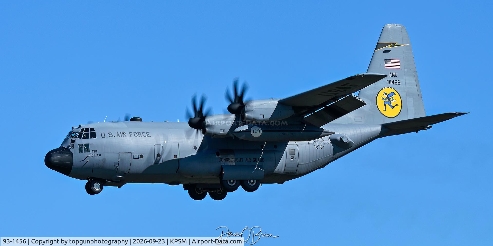 Aircraft 93-1456, 1993 Lockheed C-130H Hercules, c/n 382-5361, YANKEE21 CT ANG, at KPSM, photo by topgunphotography