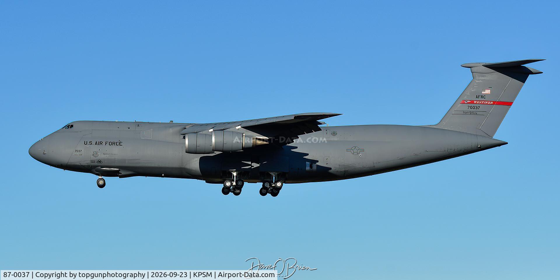 Aircraft 87-0037, 1987 Lockheed C-5B Galaxy, c/n 500-0123, MA Air Reserves, at KPSM, photo by topgunphotography