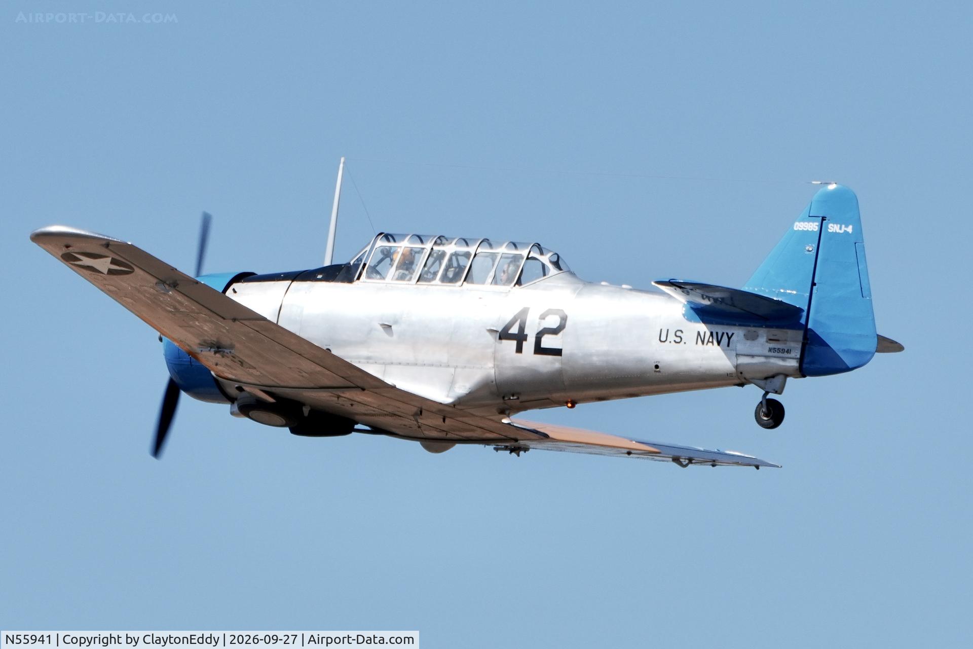 Aircraft N55941, 1942 North American AT-6, c/n 88-9544, Vacaville Nut Tree airport in California 2026, photo by ClaytonEddy