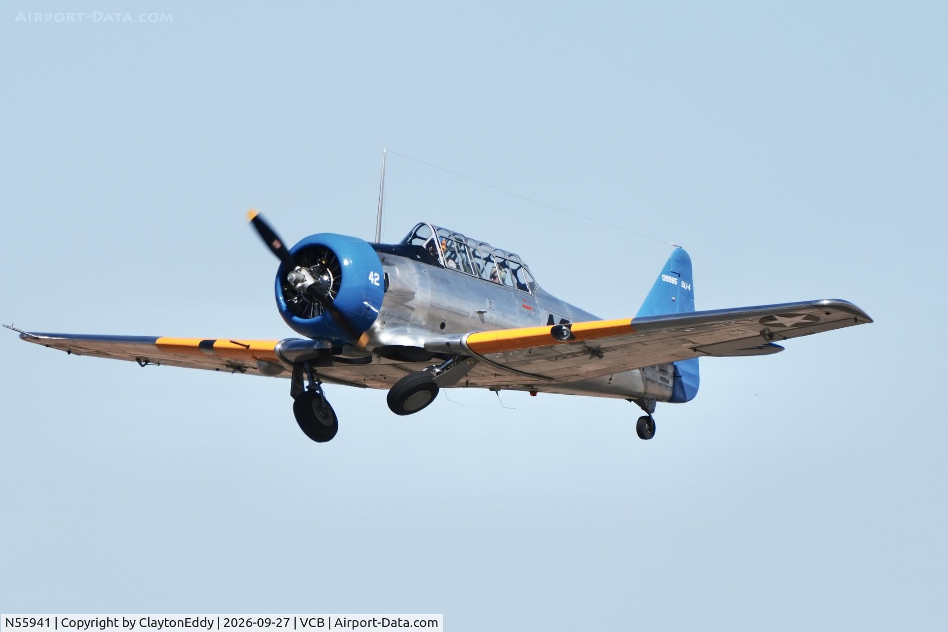 Aircraft N55941, 1942 North American AT-6, c/n 88-9544, Vacaville Nut Tree airport in Califoria 2026, at VCB, photo by ClaytonEddy