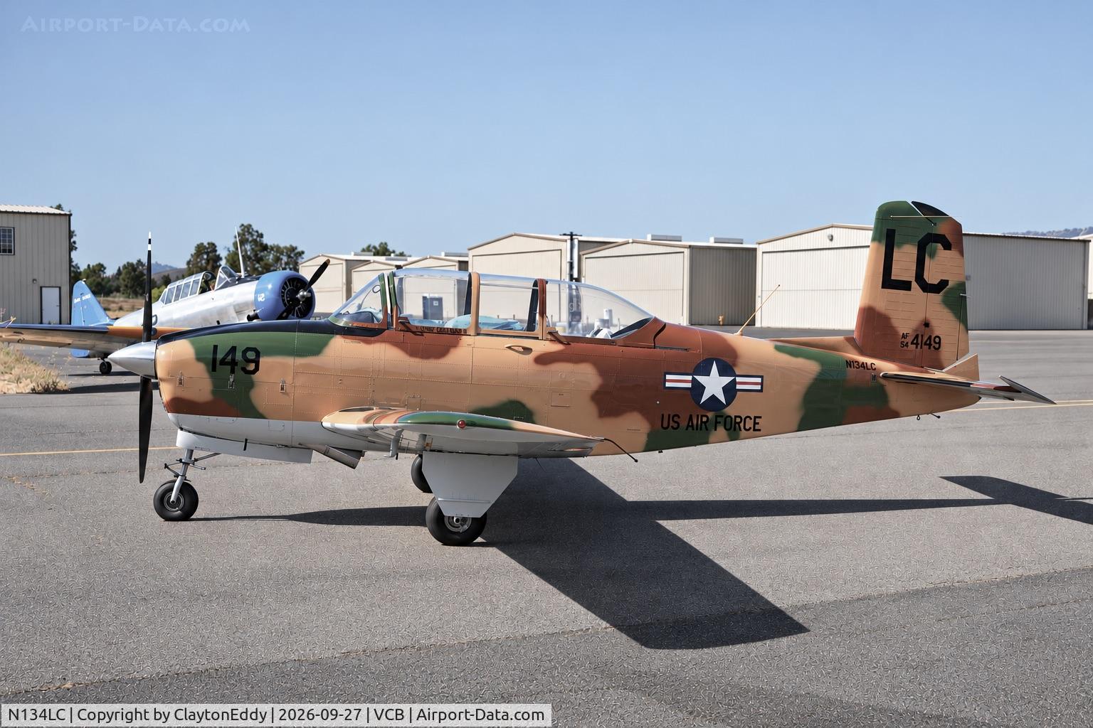 Aircraft N134LC, 1953 Beech (CCF) T-34A (A45) Mentor, c/n CCF34-118, Planes, Trains, and Automobiles Vacaville Nut Tree airport in California 2026., at VCB, photo by ClaytonEddy