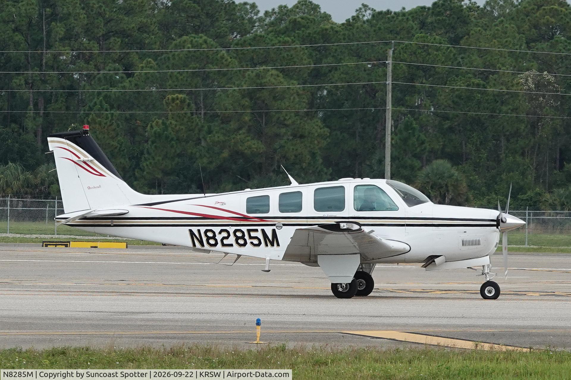 Aircraft N8285M, 1993 Beech A36 Bonanza 36, c/n E-2815, Bonanza 8285M taxis at Southwest Florida International Airport, at KRSW, photo by Suncoast Spotter