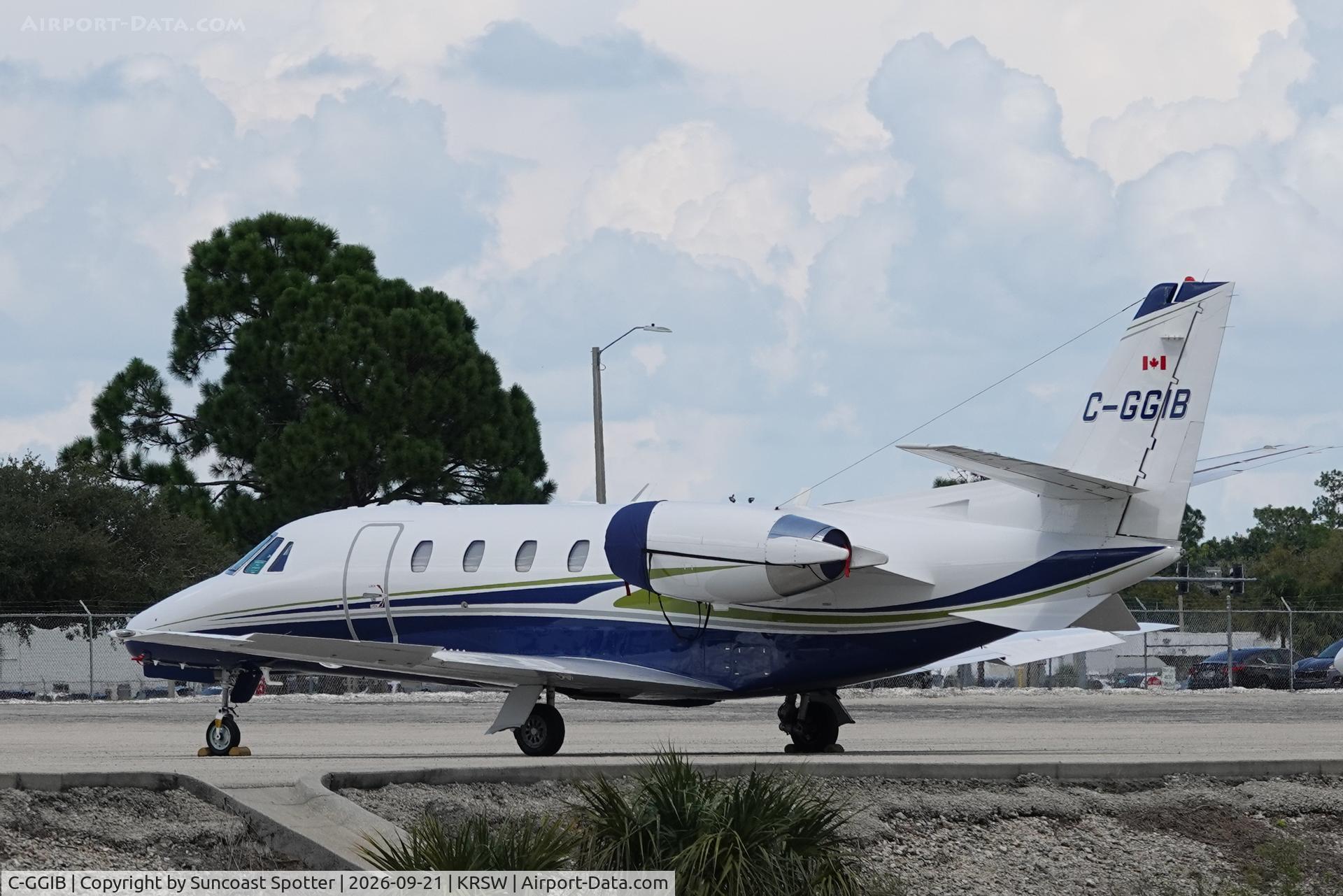 Aircraft C-GGIB, 2008 Cessna 560XL Citation XLS, c/n 560-5814, Chartright Air Citation sits on the Private Sky ramp at Southwest Florida International Airport, at KRSW, photo by Suncoast Spotter