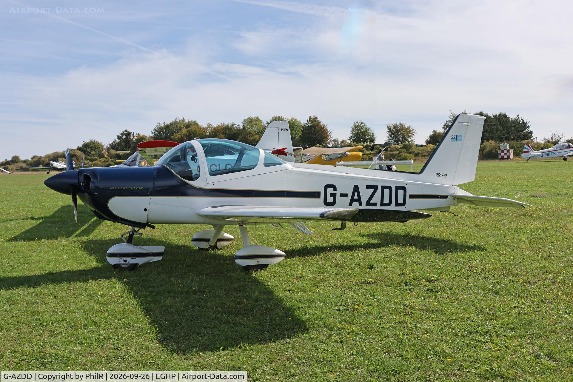 Aircraft G-AZDD, 1971 Bolkow Bo-209 Monsun 150FF, c/n 143, G-AZDD 1971 Bolkow Bö 209 Monsun STOL Championship Popham, at EGHP, photo by PhilR