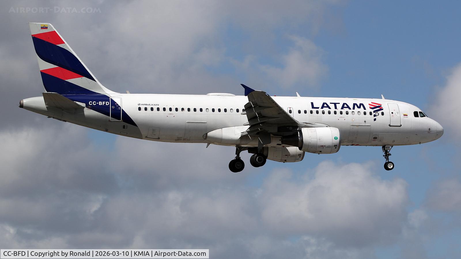 Aircraft CC-BFD, 2012 Airbus A320-214, c/n 5324, at mia, at KMIA, photo by Ronald