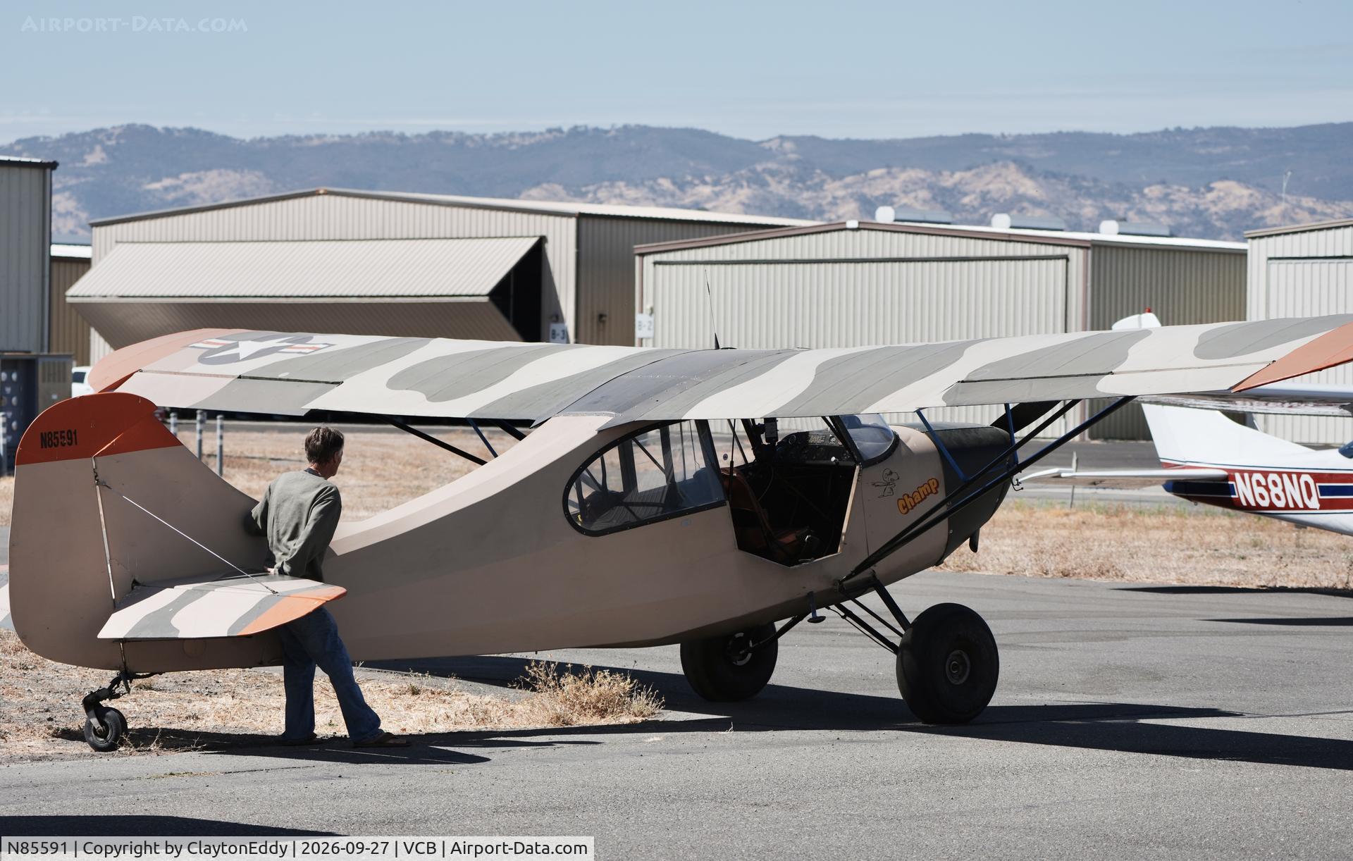 Aircraft N85591, 1946 Aeronca 7BCM, c/n 7AC-4334, Planes, Trains, and Automobiles Nut Tree Vacaville airport in California 2026., at VCB, photo by ClaytonEddy