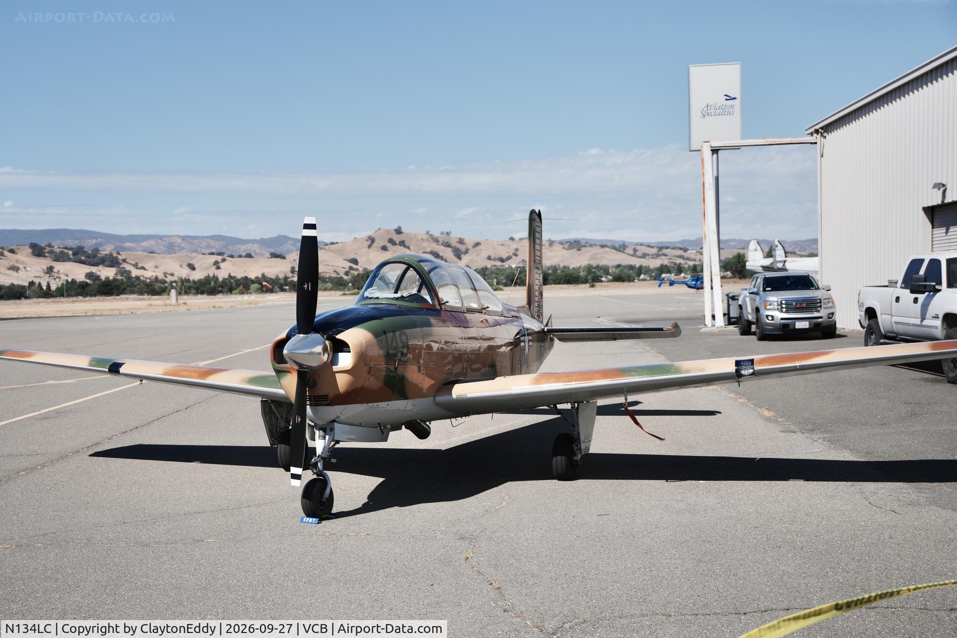 Aircraft N134LC, 1953 Beech (CCF) T-34A (A45) Mentor, c/n CCF34-118, Planes, Trains and Automobiles Nut Tree Vacaville airport in California 2026, at VCB, photo by ClaytonEddy