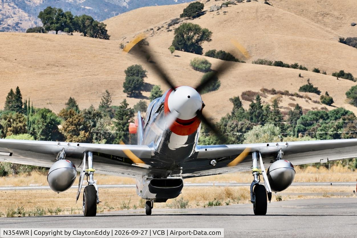 Aircraft N354WR, 1944 North American Aviation Inc P-51D-20-NA, c/n 44-72253, Planes, Trains and Automobiles Nut Tree airport Vacaville California 2026, at VCB, photo by ClaytonEddy