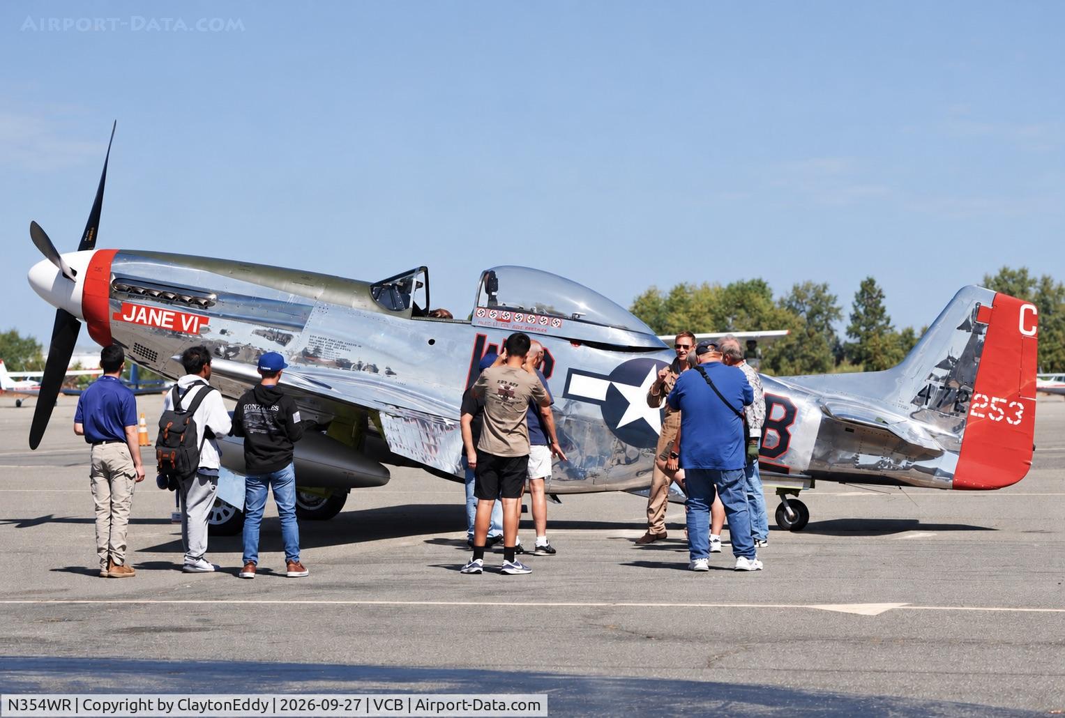 Aircraft N354WR, 1944 North American Aviation Inc P-51D-20-NA, c/n 44-72253, Planes, Trains, and Automobiles Nut Tree Airport Vacaville California 2026., at VCB, photo by ClaytonEddy