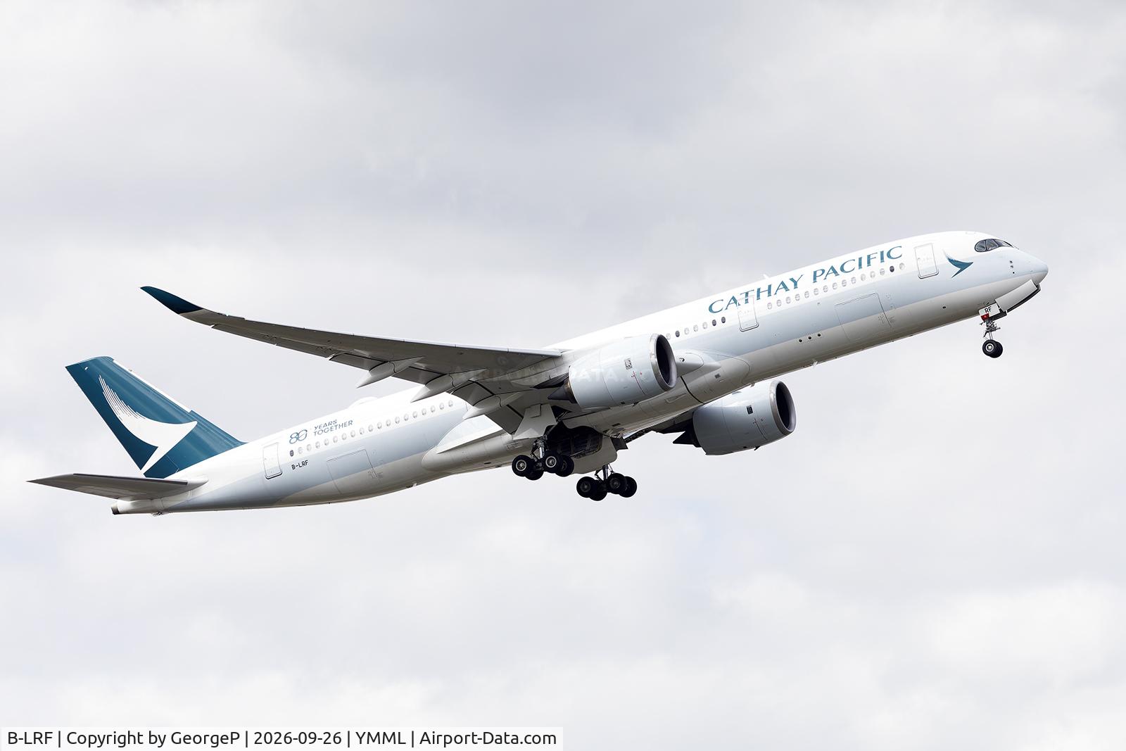 Aircraft B-LRF, 2016 Airbus A350-941, c/n 046, Departing from runway 16., at YMML, photo by GeorgeP