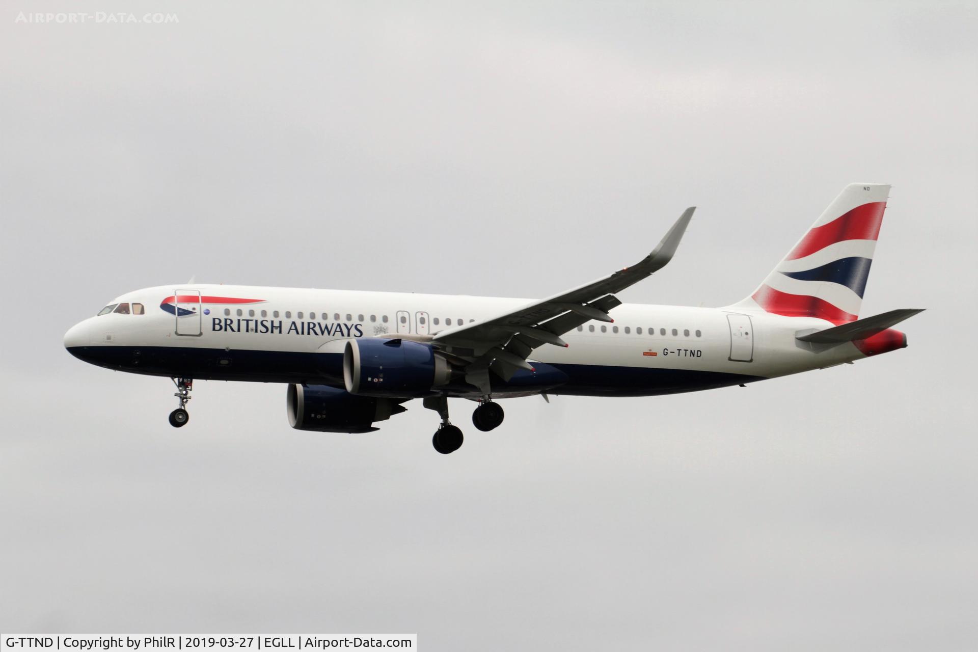 Aircraft G-TTND, 2018 Airbus A320-251N, c/n 8308, G-TTND 2018 A320-200 Bedfont LHR, at EGLL, photo by PhilR