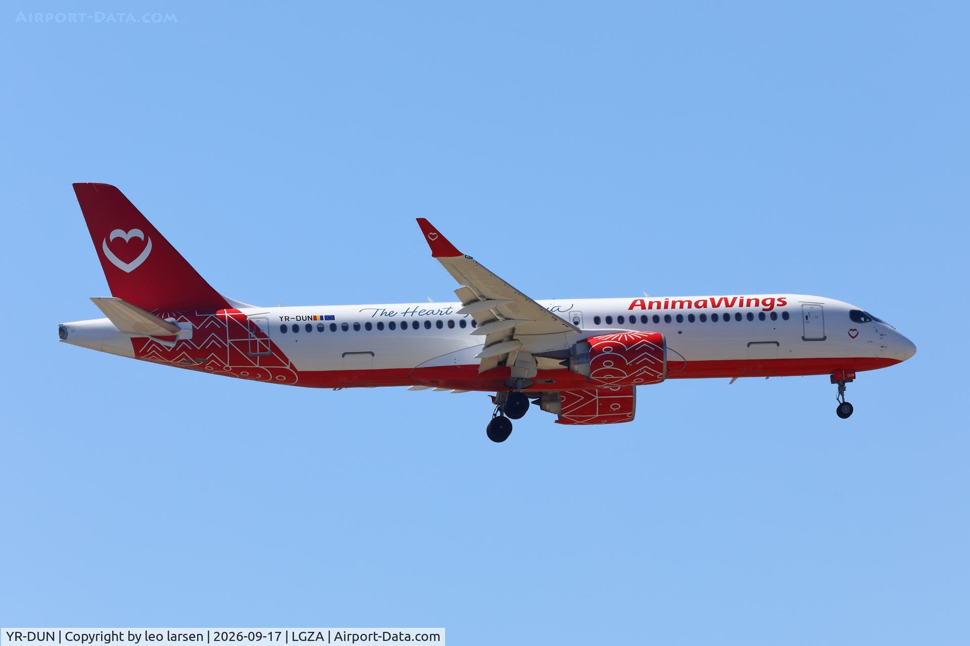 Aircraft YR-DUN, 2026 Airbus A220-300, c/n 55443, Zakynthos 17.9.2026, at LGZA, photo by leo larsen