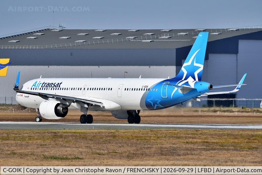 Aircraft C-GOIK, 2020 Airbus A321-271NX, c/n 9419, Bordeaux (BOD) Montreal (YUL) TS517, at LFBD, photo by Jean Christophe Ravon / FRENCHSKY