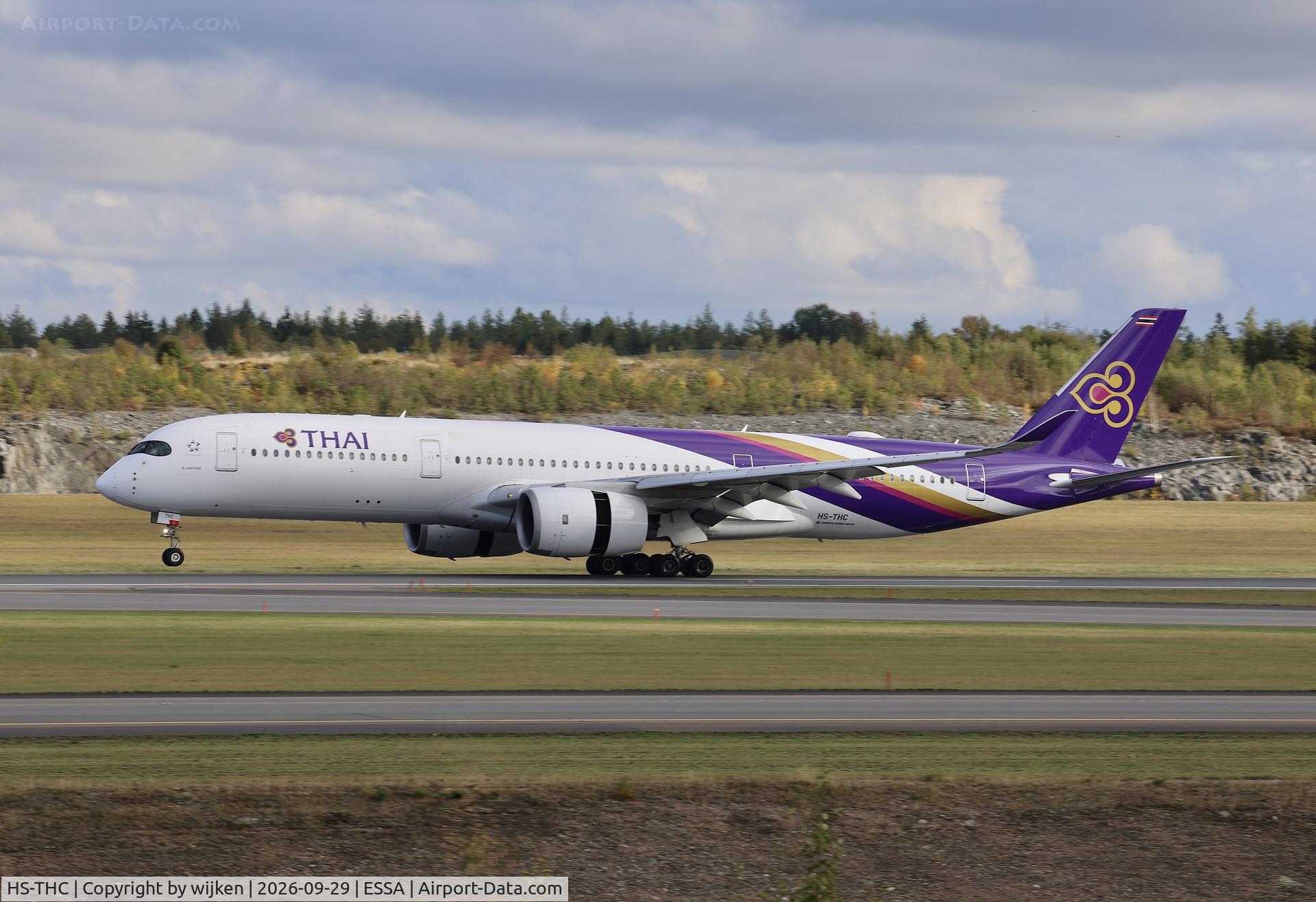 Aircraft HS-THC, 2016 Airbus A350-941, c/n 050, Rwy 01R, at ESSA, photo by wijken