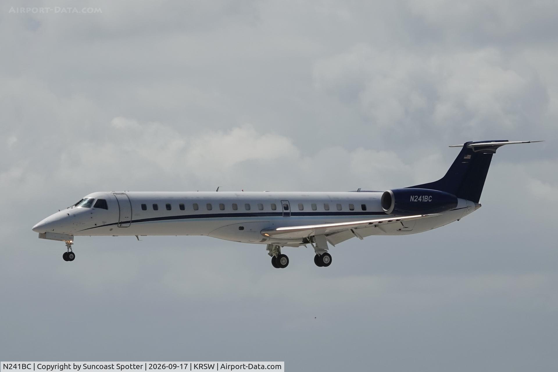 Aircraft N241BC, 1998 Embraer EMB-145EP (ERJ-145EP), c/n 145077, Chasqui 241 arrives at Southwest Florida International Airport following flight from Miami International Airport, at KRSW, photo by Suncoast Spotter