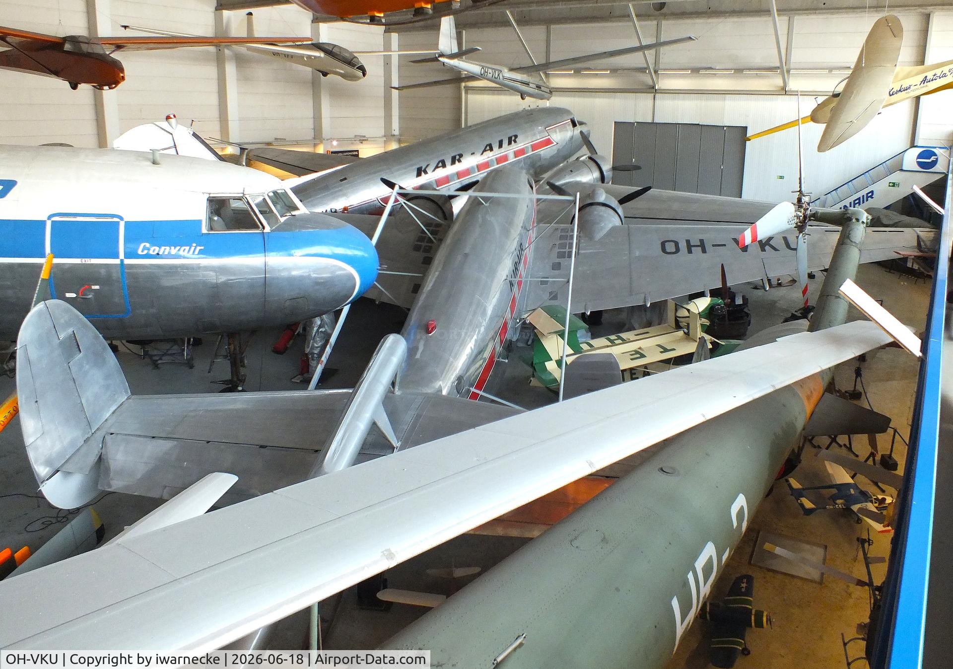 Aircraft OH-VKU, Lockheed 18-56 Lodestar Lodestar, c/n 2006, Lockheed 18-56 Lodestar with geophysical surveying equipment at the Suomen Ilmailumuseo (Finnish Aviation Museum), Vantaa, photo by iwarnecke