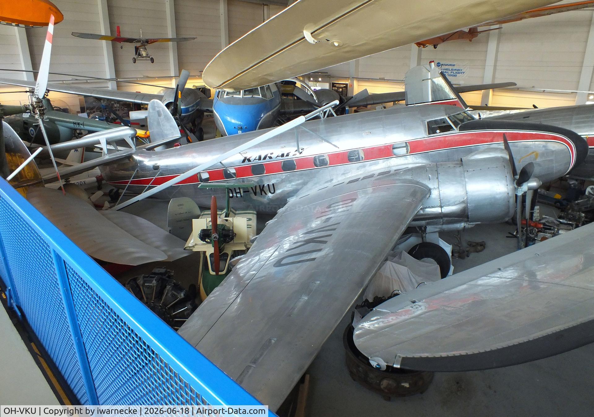 Aircraft OH-VKU, Lockheed 18-56 Lodestar Lodestar, c/n 2006, Lockheed 18-56 Lodestar with geophysical surveying equipment at the Suomen Ilmailumuseo (Finnish Aviation Museum), Vantaa, photo by iwarnecke