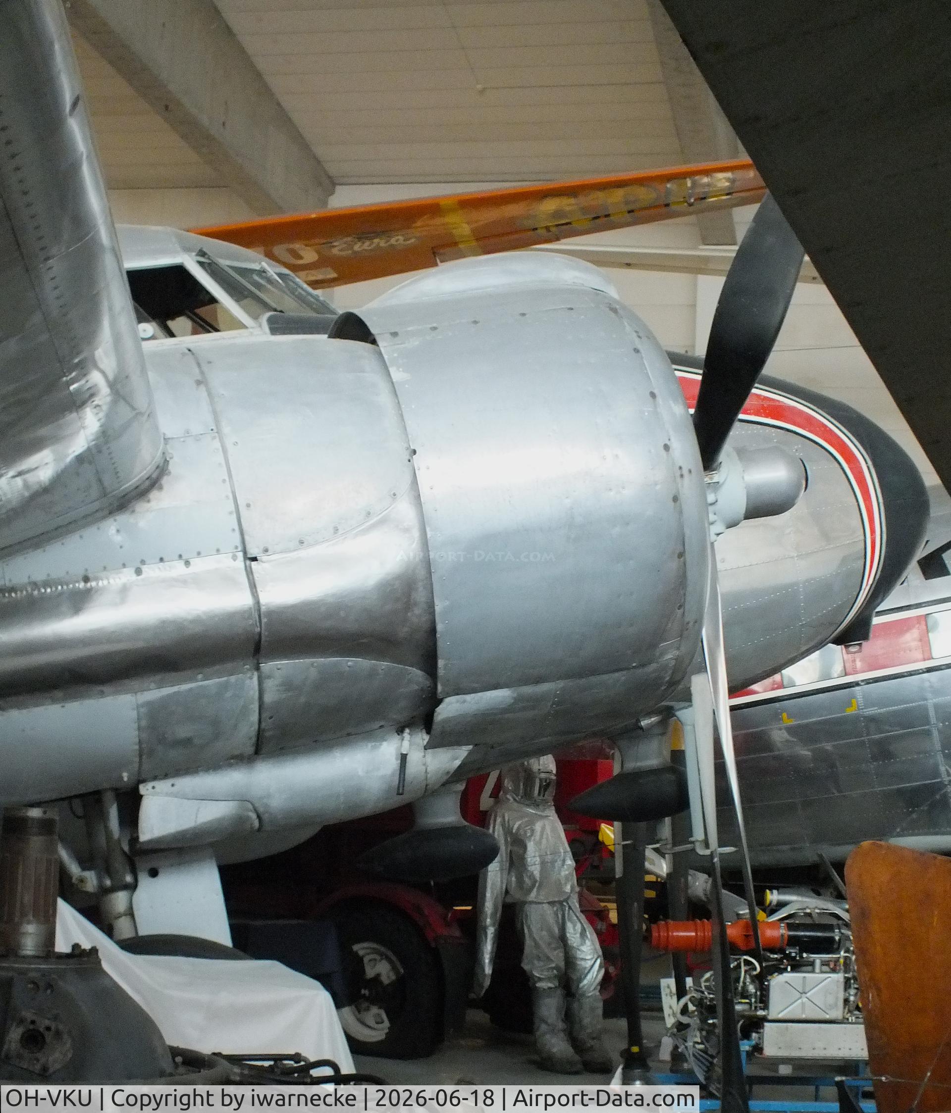 Aircraft OH-VKU, Lockheed 18-56 Lodestar Lodestar, c/n 2006, Lockheed 18-56 Lodestar with geophysical surveying equipment at the Suomen Ilmailumuseo (Finnish Aviation Museum), Vantaa, photo by iwarnecke