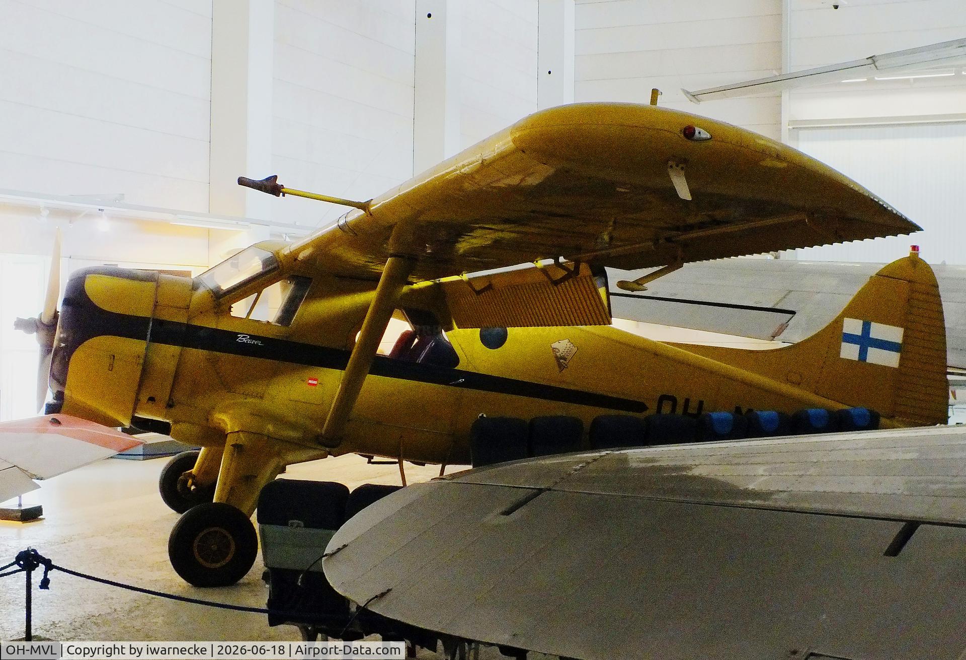 Aircraft OH-MVL, 1947 De Havilland Canada DHC-2 Beaver, c/n 141, De Havilland Canada DHC-2 Beaver at the Suomen Ilmailumuseo (Finnish Aviation Museum), Vantaa, photo by iwarnecke