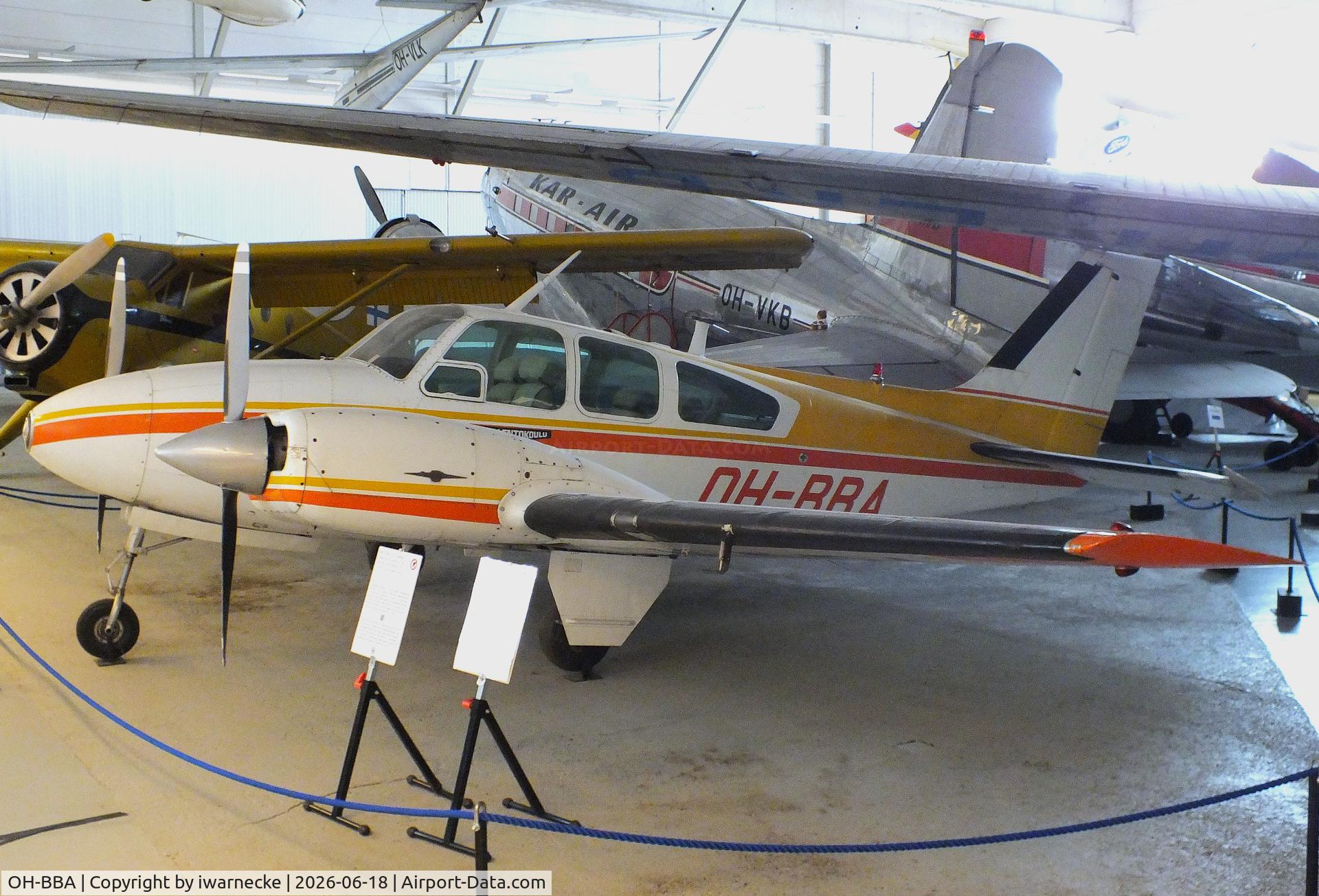 Aircraft OH-BBA, 1962 Beech 95-A55 Baron, c/n TC-261, Beech 95-A55 Baron at the Suomen Ilmailumuseo (Finnish Aviation Museum), Vantaa, photo by iwarnecke