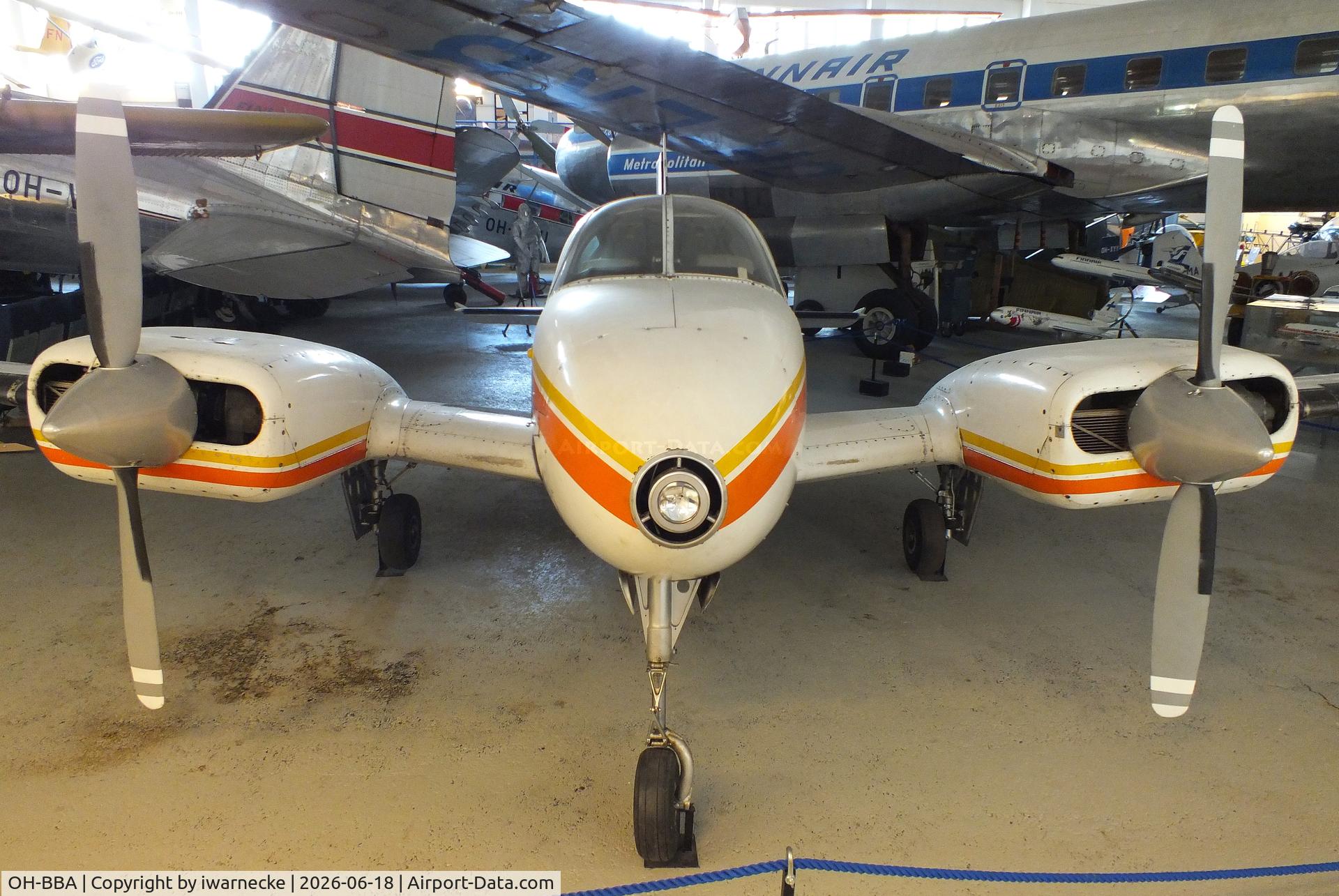 Aircraft OH-BBA, 1962 Beech 95-A55 Baron, c/n TC-261, Beech 95-A55 Baron at the Suomen Ilmailumuseo (Finnish Aviation Museum), Vantaa, photo by iwarnecke