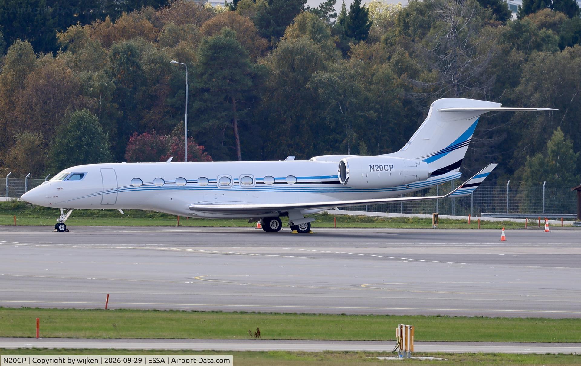 Aircraft N20CP, Gulfstream G650ER, c/n 6347, Ramp M, at ESSA, photo by wijken