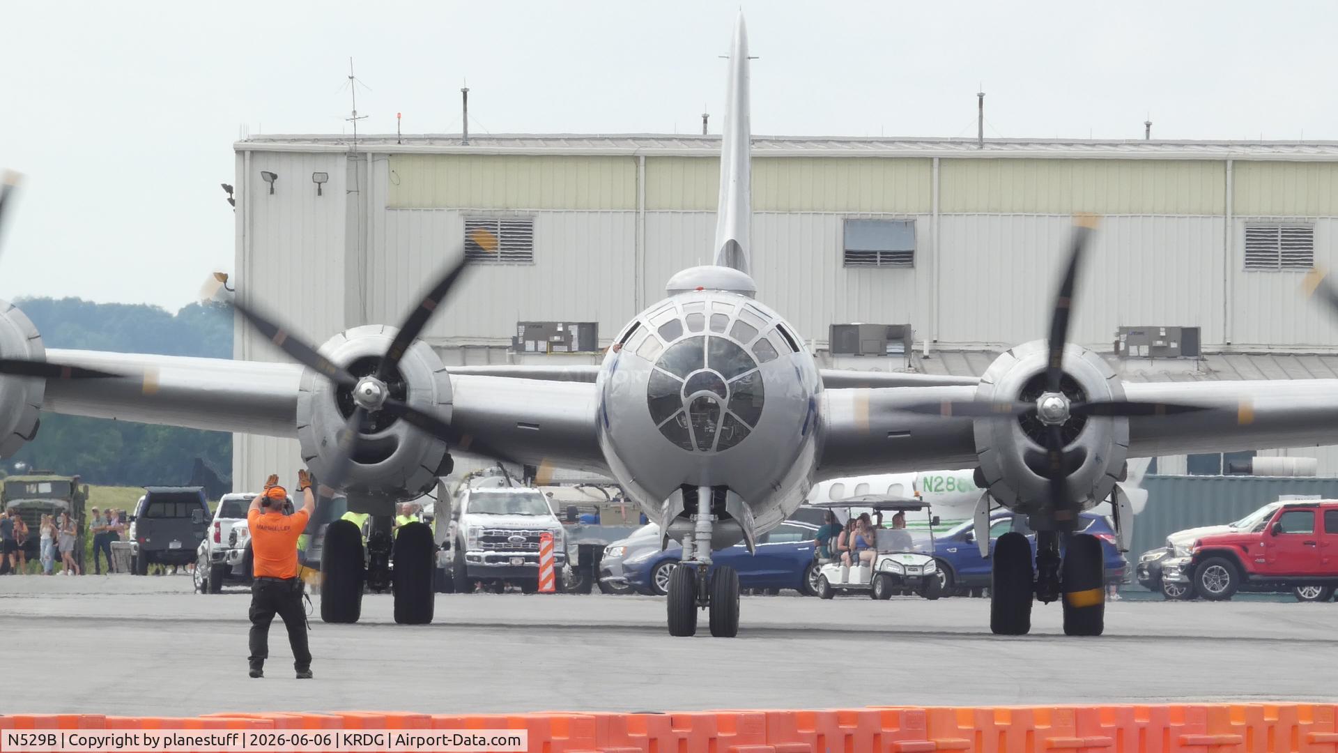 Aircraft N529B, 1944 Boeing B-29A-60-BN Superfortress, c/n 11547, WWII Weekend 2026, at KRDG, photo by planestuff