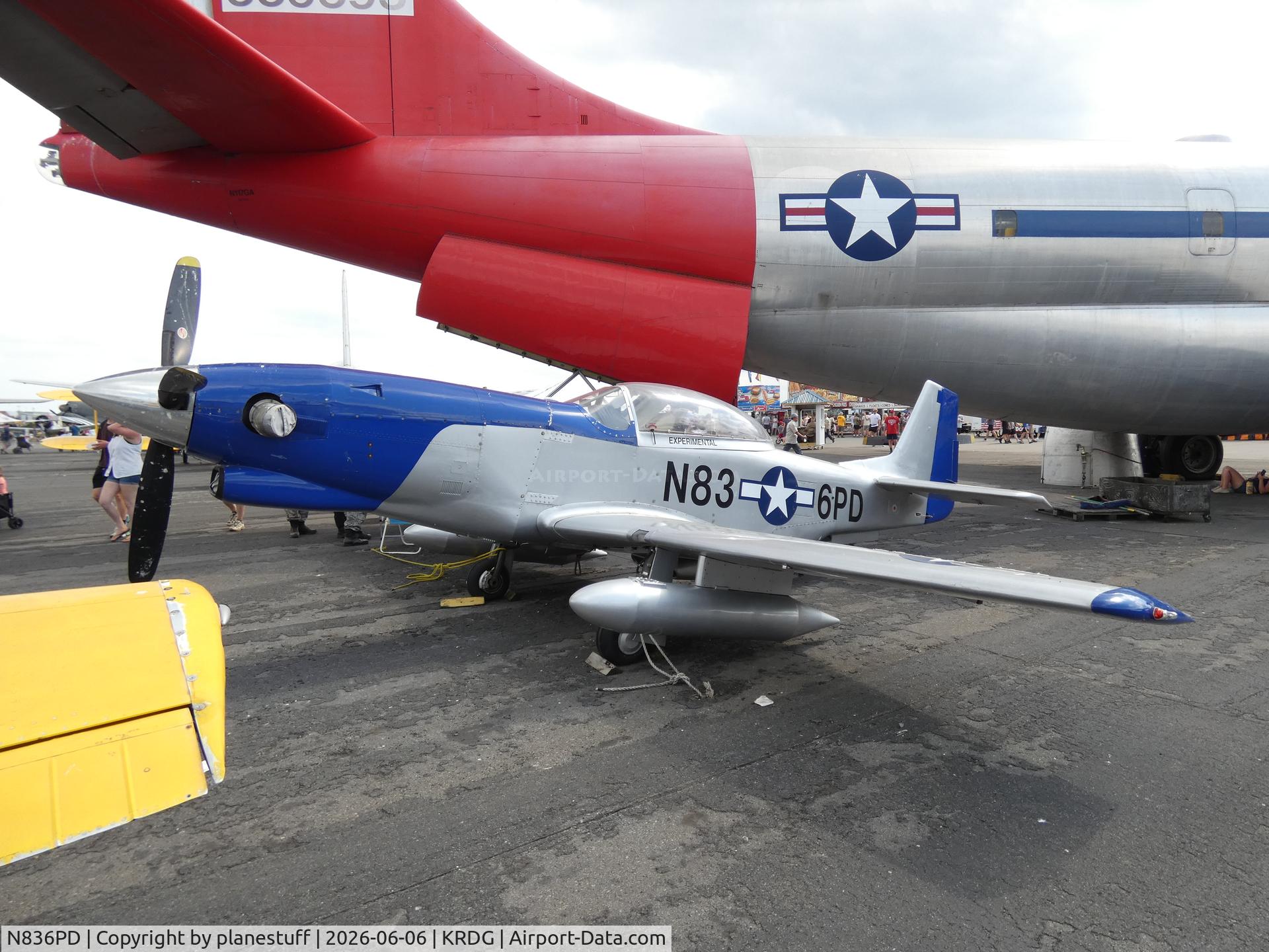 Aircraft N836PD, 2006 Falconar SAL P-51D 2/3 Mustang, c/n F-836, WWII Weekend 2026, at KRDG, photo by planestuff