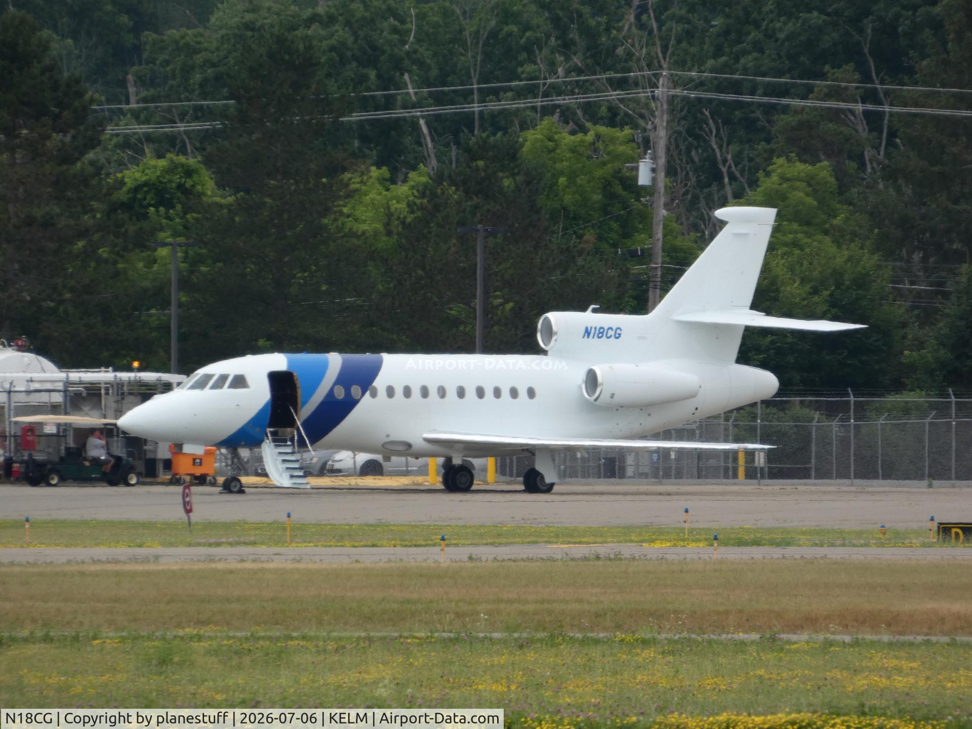 Aircraft N18CG, 2009 Dassault Falcon 900EX, c/n 228, Falcon 900, at KELM, photo by planestuff