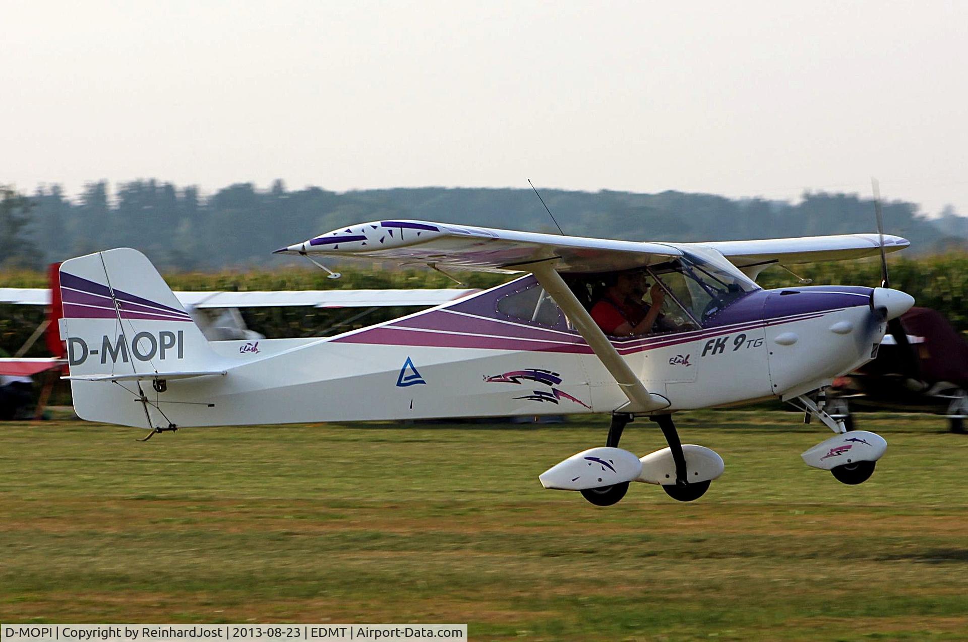 Aircraft D-MOPI, B&F Technik Funk FK-9 Mk II, c/n 060, Arriving at Tannkosh 2013, at EDMT, photo by ReinhardJost