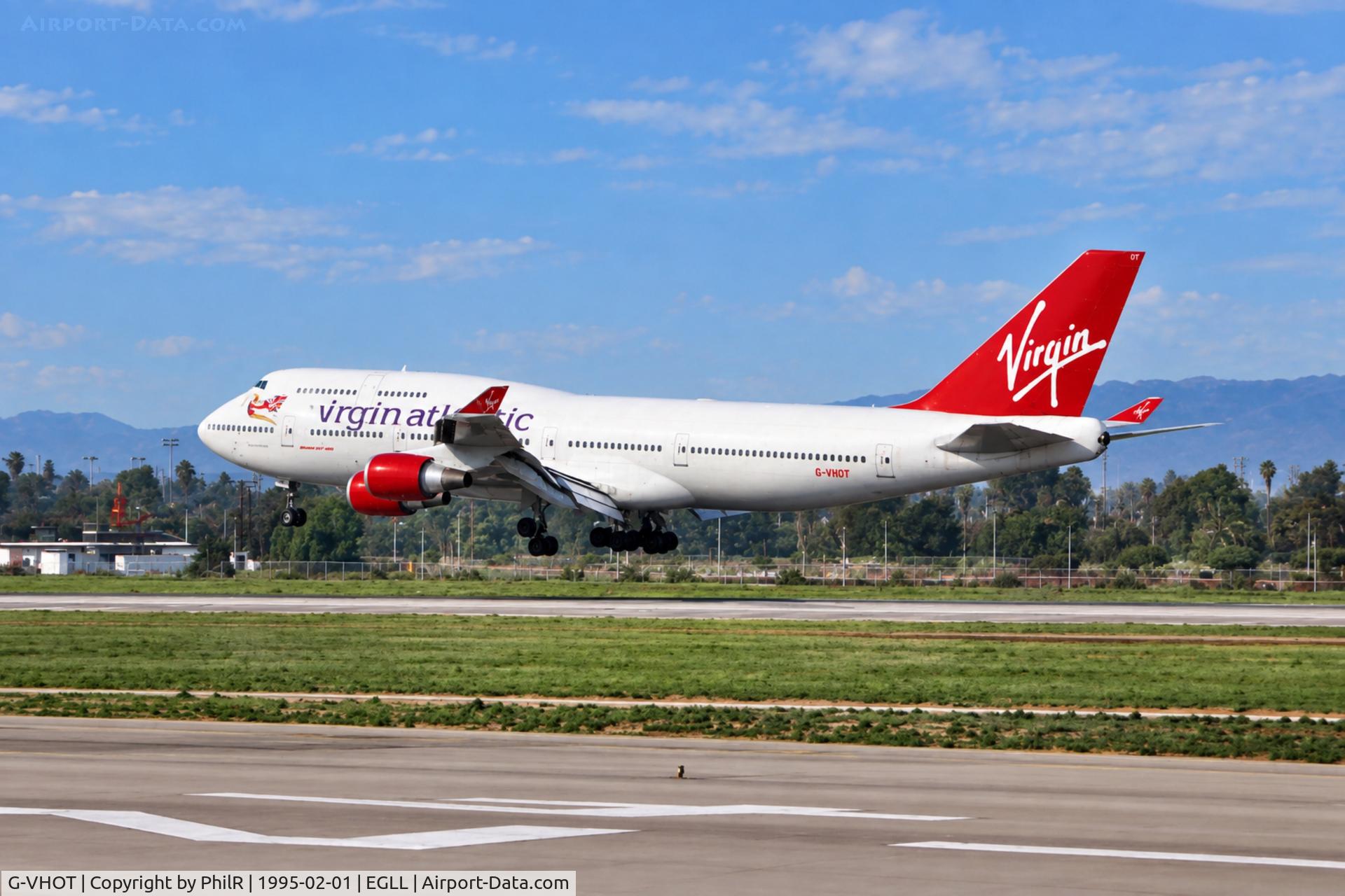 Aircraft G-VHOT, 1994 Boeing 747-4Q8, c/n 26326, G-VHOT 1994 B747-400 Virgin Atlantic LAX, at EGLL, photo by PhilR