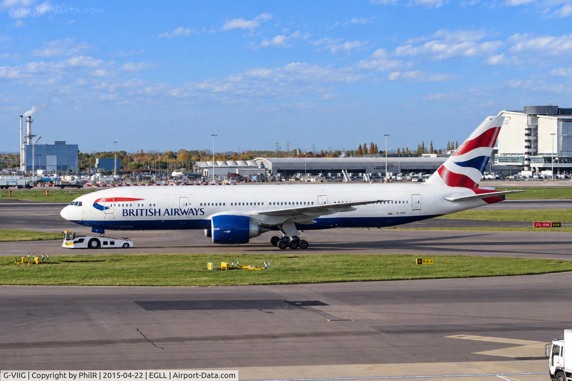 Aircraft G-VIIG, 1997 Boeing 777-236/ER, c/n 27489 l/n 65, G-VIIG 1997 B777-200 BA LHR, at EGLL, photo by PhilR