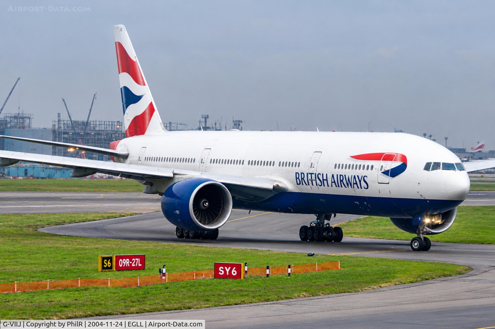 Aircraft G-VIIJ, 1997 Boeing 777-236/ER, c/n 27492, G-VIIJ 1997 B777-200 BA LHR, at EGLL, photo by PhilR
