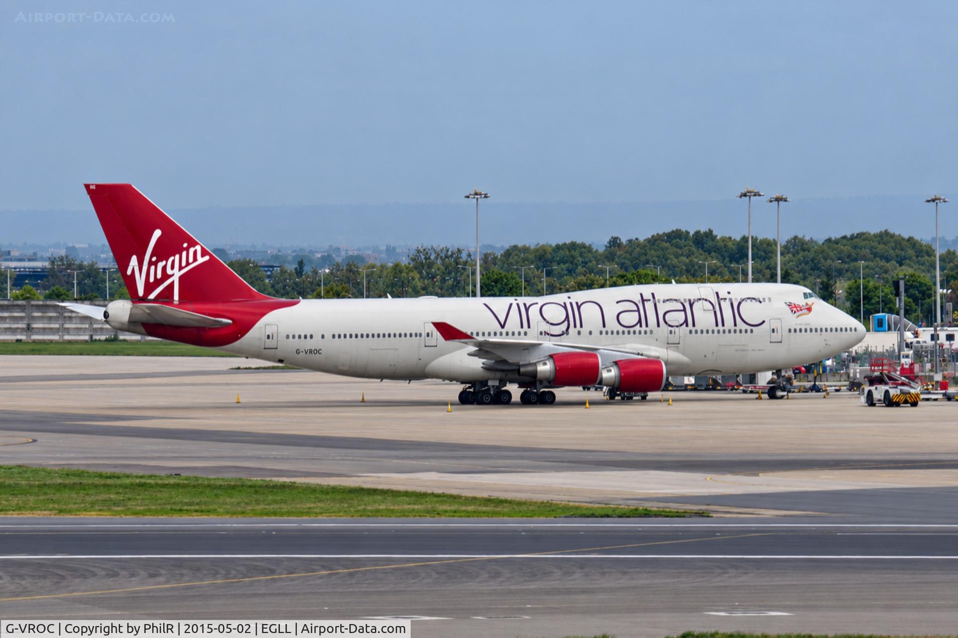 Aircraft G-VROC, 2003 Boeing 747-41R, c/n 32746 l/n 1336, G-VROC 2003 B747-400 Virgin LHR, at EGLL, photo by PhilR