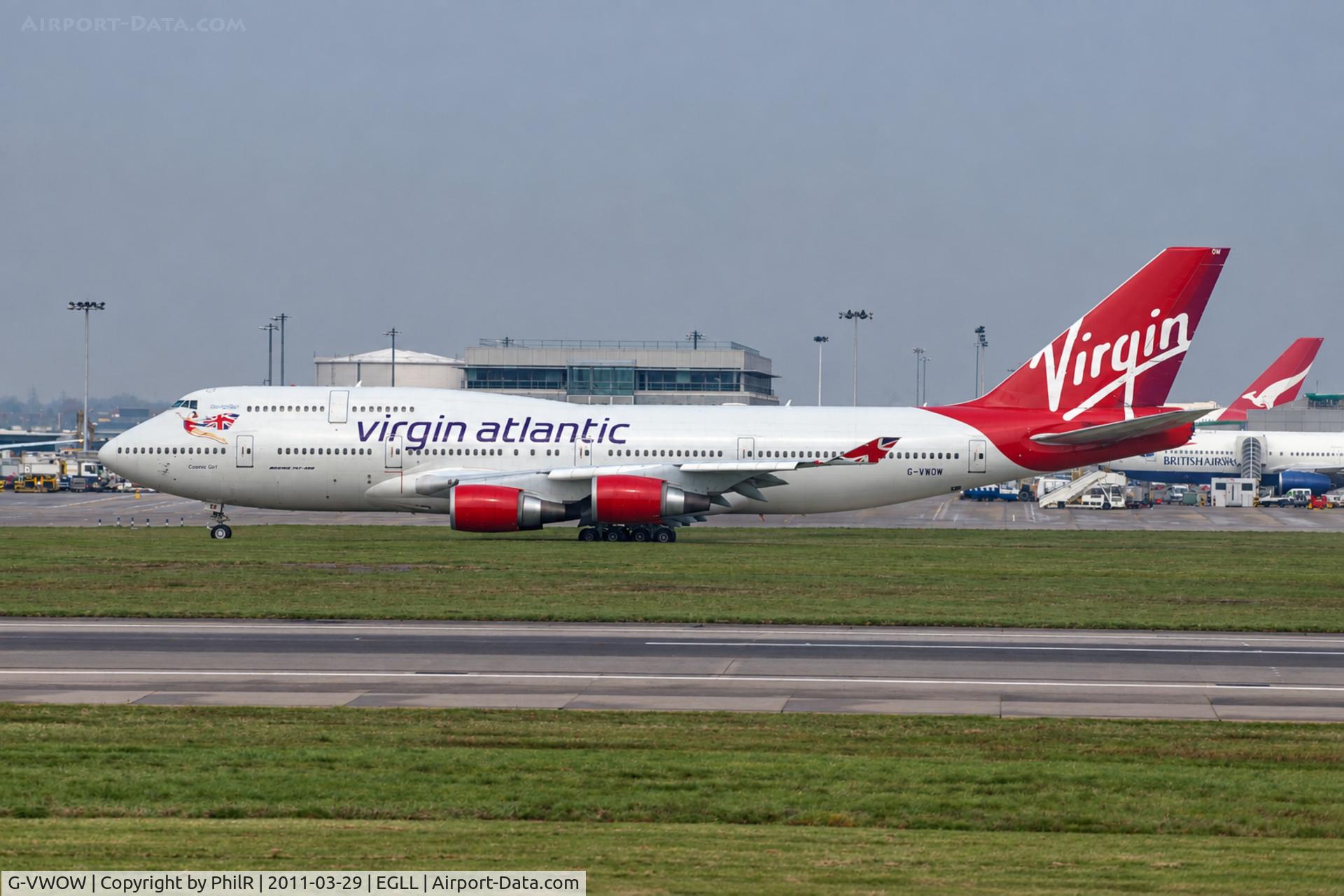 Aircraft G-VWOW, 2001 Boeing 747-41R, c/n 32745 l/n 1287, G-VWOW 2001 B747-400 Virgin LHR, at EGLL, photo by PhilR