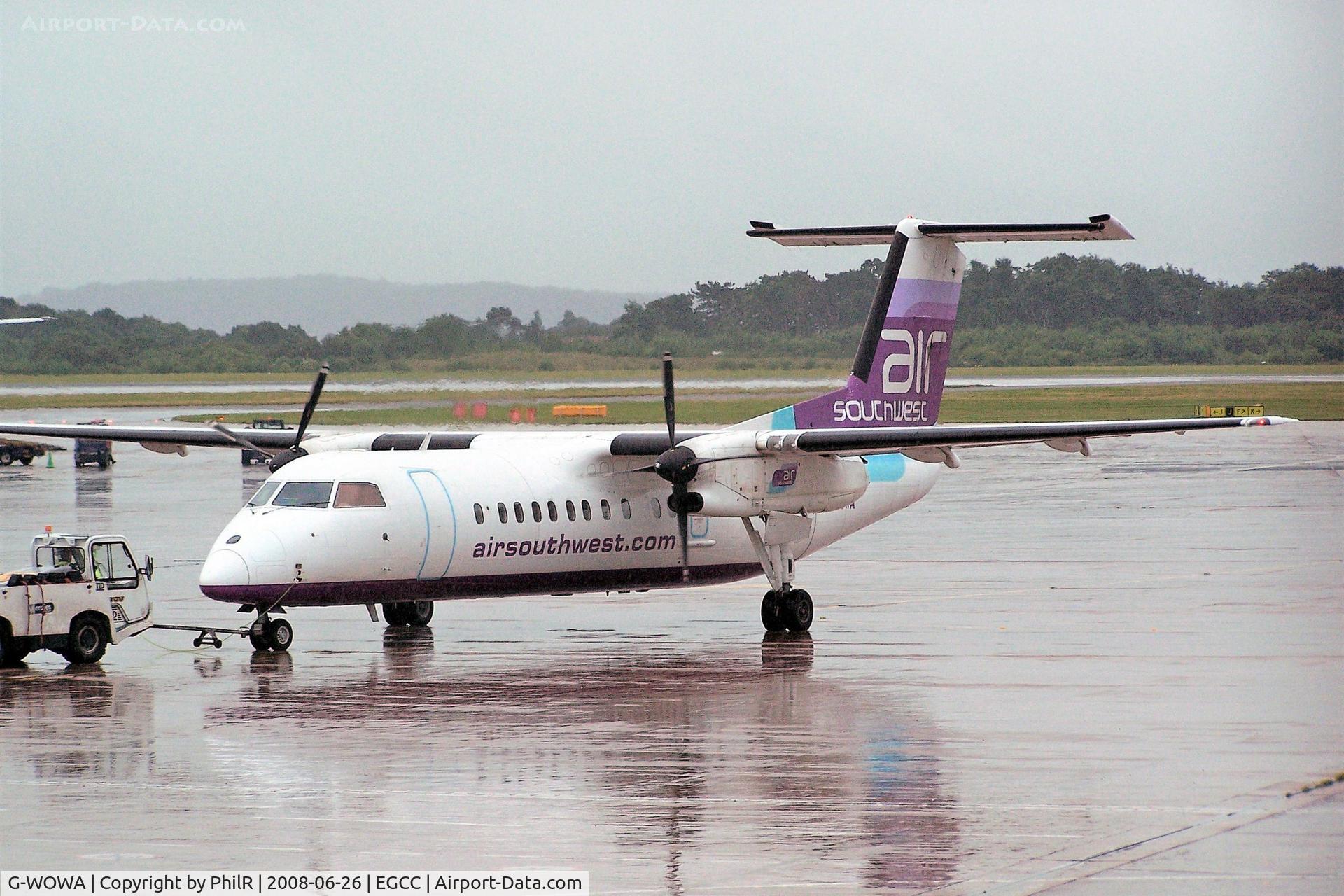 Aircraft G-WOWA, 1992 De Havilland Canada DHC-8-311 Dash 8, c/n 296, G-WOWA 1992 DHC-8-300 Air Southwest MAN, at EGCC, photo by PhilR