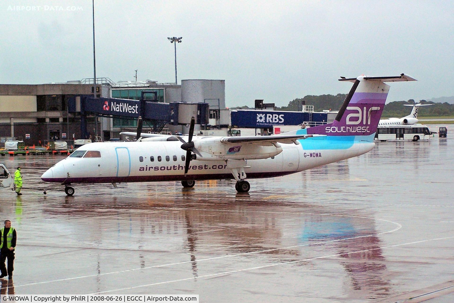 Aircraft G-WOWA, 1992 De Havilland Canada DHC-8-311 Dash 8, c/n 296, G-WOWA 1992 DHC-8-300 Air Southwest MAN, at EGCC, photo by PhilR