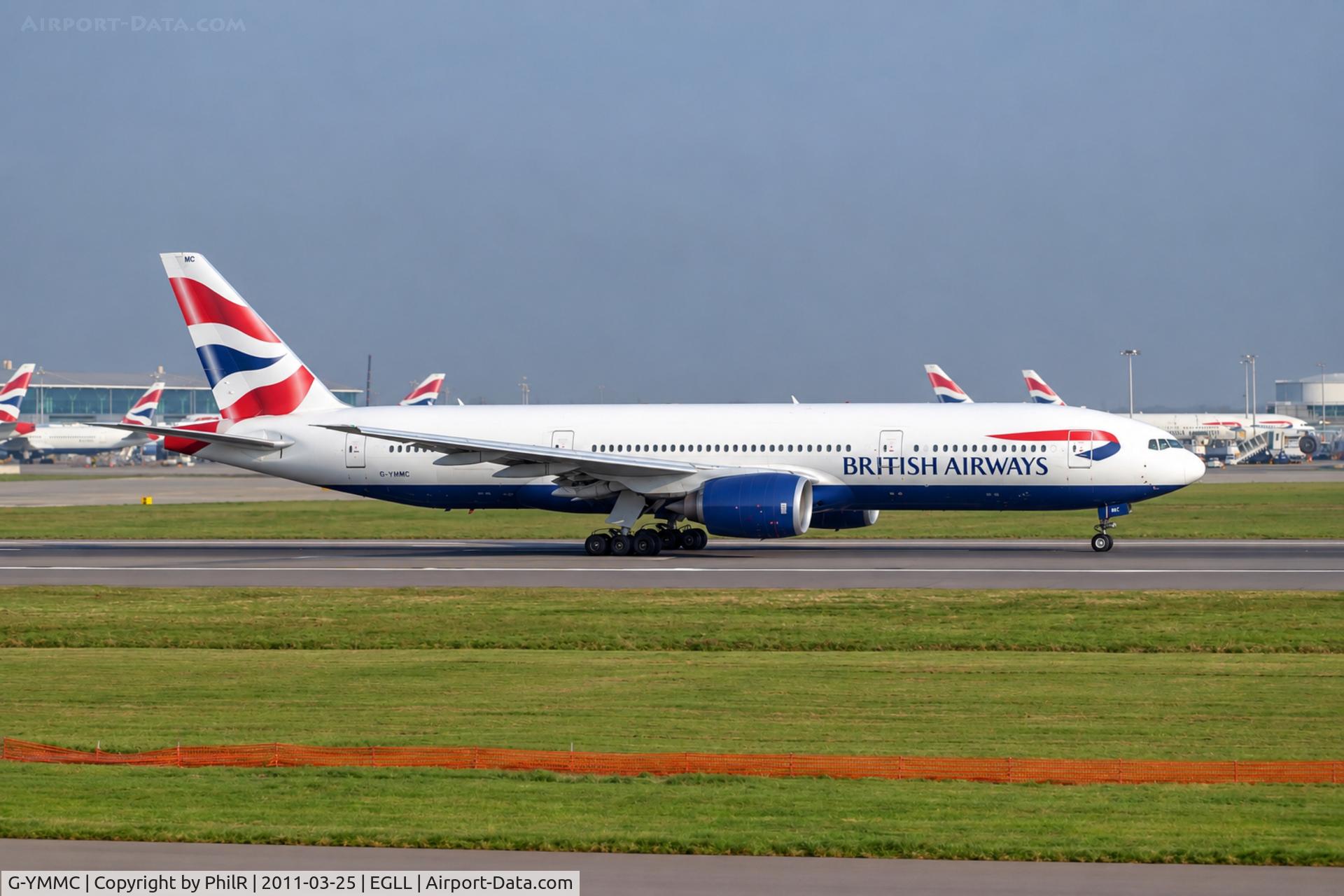 Aircraft G-YMMC, 2000 Boeing 777-236, c/n 30304, G-YMMC 2000 B777-200 BA LHR, at EGLL, photo by PhilR