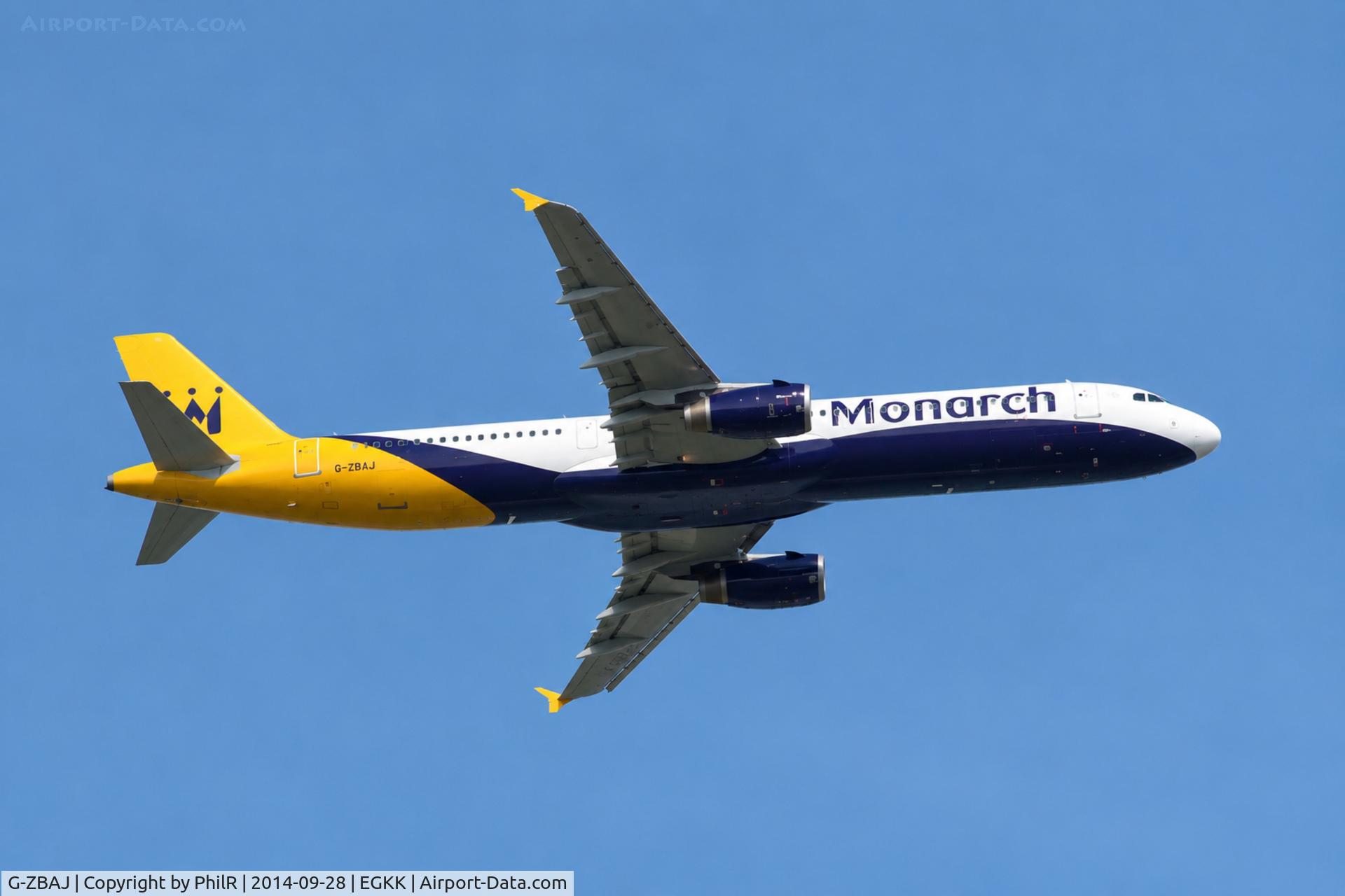 Aircraft G-ZBAJ, 2005 Airbus A321-231, c/n 2610, G-ZBAJ 2005 Monarch A320-200 Kingsfold Rally G, at EGKK, photo by PhilR