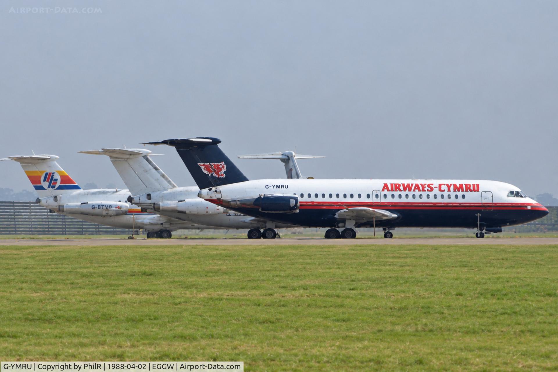 Aircraft G-YMRU, 1967 BAC 111-304AX One-Eleven, c/n BAC.110, G-YMRU (G-ATPH, G-BPNX) 1966 BAC 1-11-300, unknown, G-AZUK 1971 BAC-1-11-400 Mediterranean Express LTN, at EGGW, photo by PhilR