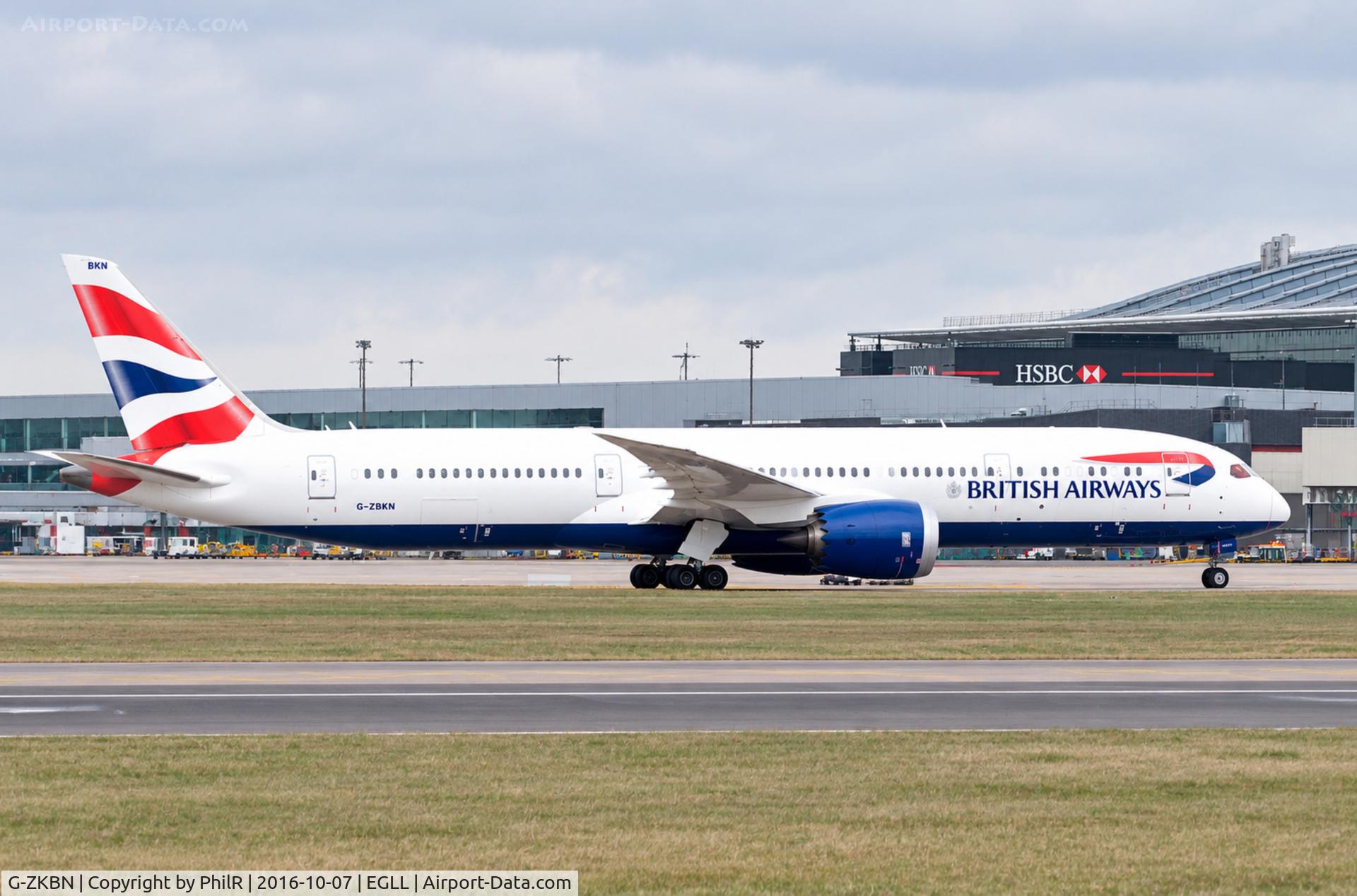 Aircraft G-ZKBN, 2015 Boeing 787-9 Dreamliner, c/n 38616 l/n 346, G-ZBKN 2016 B787-900 BA LHR, at EGLL, photo by PhilR