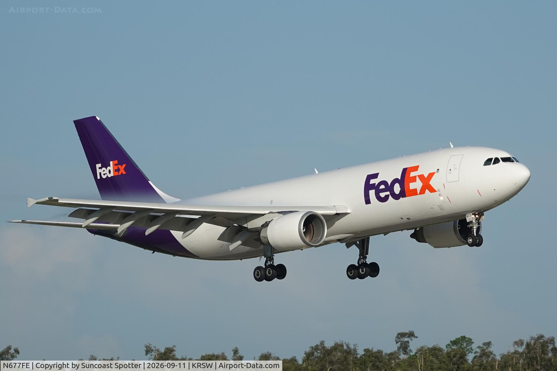 Aircraft N677FE, 1998 Airbus A300F4-605R, c/n 791, FedEx 1465 Heavy arrives at Southwest Florida International Airport following flight from Memphis International Airport, at KRSW, photo by Suncoast Spotter