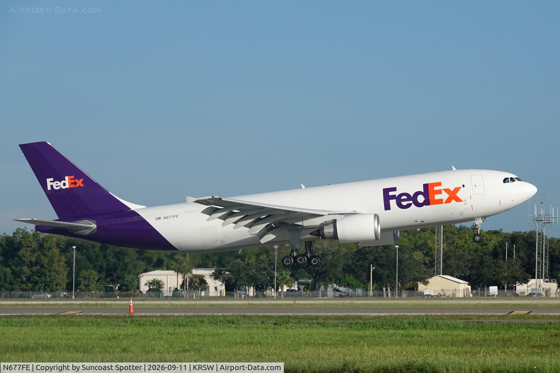 Aircraft N677FE, 1998 Airbus A300F4-605R, c/n 791, FedEx 1465 Heavy arrives at Southwest Florida International Airport following flight from Memphis International Airport, at KRSW, photo by Suncoast Spotter